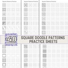 four square doodle patterns for practice sheets