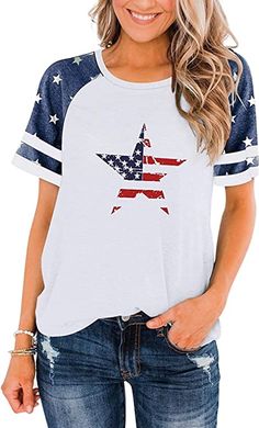 BANGELY American Flag T Shirt Patriotic Shirts Women 4th of July Shirt Raglan Short Sleeve Stars Stripes Top Tees Patriotic Shirts Women, American Flag T Shirt, Heart Baseball, American Flag Tank Top, Women Baseball, Baseball Print, Patch Work Blouse, Leggings Shorts