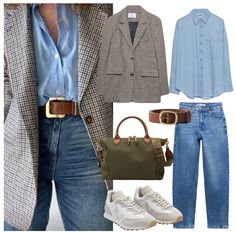 Outfit Jean Claro, Outfit Con Blazer, 2025 Wardrobe, Looks Jeans, Check Blazer, Classic Style Outfits, Mode Casual, Casual Work Outfits, Looks Chic