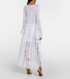 Crochet midi dress in neutrals - Tom Ford | Mytheresa Summer Wishlist, Satin Slip Skirt, Neutral Dress, Turtleneck Midi Dress, Crochet Midi Dress, Crochet Midi, Purple Midi Dress, Crochet Maxi Dress, Grey Midi Dress