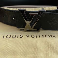 Good Condition. Black Leather Belt Great With Any Outfit And Adds Pop Of Silver With The Initials! Note: 100% Authentic - Used Pair - If You Have Any Questions Please Feel Free To Email Us. Thank You Louis Vuitton Accessories, Black Leather Belt, Leather Belt, Black Silver, Black Leather, Initials, Mens Accessories, Louis Vuitton, Man Shop