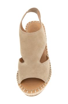 Elevate your warm weather looks with this espadrille-inspired wedge sandal with a supple suede upper above plush layers of PORON® and memory foam cushioning. 3" heel; 1" platform Memory foam cushioning Multilayered, PORON®-cushioned footbed with arch support Leather upper and lining/rubber sole Imported Suede Wedge Heel Espadrilles For Summer, Suede Open Toe Espadrilles With Cushioned Footbed, Suede Open Toe Wedge Sandals With Woven Sole, Spring Suede Wedge Heel Espadrilles, Casual Suede Wedge Sandals With Woven Sole, Vacation Suede Espadrilles With Wedge Heel, Beige Suede Espadrilles For Beach, Casual Suede Wedge Espadrilles, Casual Suede Espadrilles With Wedge Heel