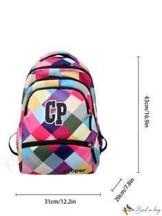 BirdinBag - Versatile Color-Block Letter Graphic Backpack for Students, Ideal for School, Outdoors, and Travel Multicolor Large Capacity Backpack For Students, Multicolor Large Capacity Student Backpack, Trendy Multicolor Backpack For Students, Multicolor Student Bags, Multicolor Large Capacity Backpack For School, Multicolor Casual Backpack For Study, Casual Multicolor Backpack For Study, Multicolor Rectangular School Backpack, Casual Multicolor Study Backpack