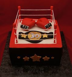 a cake made to look like a boxing ring