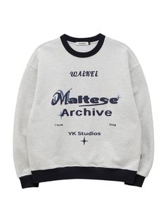 Editor's NotesThis casual sweatshirt features 'Maltese Archive' lettering graphic print with embossed texture effect, and contrasting ribbed edges. It's cut for a comfortable oversized fit and hem is not too tight to create natural silhouette.- Crew neck- Graphic print on the front- Point logo label on the side- Contrasting ribbed edges- Drop shoulder- Oversized fit- Unisex wearMeasurements (in.)1 / 2- Total Length: 26.0 in. / 27.6 in.- Shoulder: 22.0 in. / 23.2 in.- Chest: 24.4 in. / 26.0 in.- Sleeve Length: 22.4 in. / 23.6 in.Model info: 5' 6.5, 105.8 lbs, Waist 24 / Fitting size Melange White 1, Navy 2Composition & Care- 70% Cotton, 30% Polyester- Hand wash cold inside out- Do not tumble dry- Recommend to use neutral detergentDesigner- by WAIKEI Streetwear Cotton Sweater With Logo Lettering, Cotton Sweater With Logo Lettering For Streetwear, Casual Long Sleeve Sweater With Logo Lettering, Winter Crew Neck Sweater With Logo Lettering, Crew Neck Sweater With Logo Lettering For Winter, Casual Sweater With Logo Lettering For Fall, Winter Crew Neck Sweatshirt With Logo Lettering, Oversized Logo Lettering Sweatshirt For Fall, Oversized Sweatshirt With Logo Lettering For Streetwear