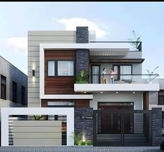 two story modern home with balcony and balconies