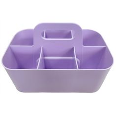 a purple plastic container with six compartments