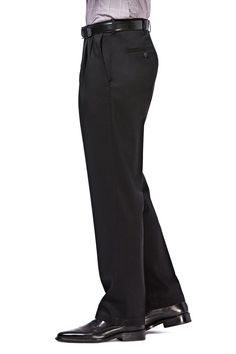 Fit: this style fits true to size. Zip fly with hook-and-bar and button closure. 2 slant pockets. 2 back welt pockets. Classic fit. Pleated front. No iron. Solid. Stretch knit construction. Approx. 11" rise (size 32x32). Imported Slim Fit Dress Pants, Blue Dress Pants, Khaki Pants Men, Tuxedo Pants, Lightweight Pants, How To Look Handsome, Dress Slacks, Golf Pants, Slim Fit Dresses