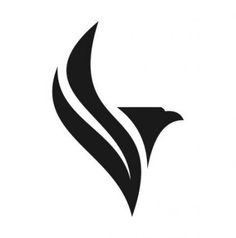 a black and white bird logo on a white background