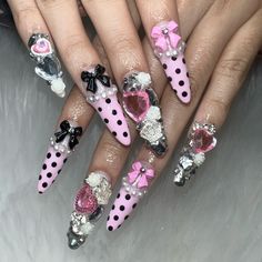 Pink Bling Nails, Edgy Nails