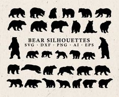 Bear SVG Cut Files - Grizzly Bear SVG Polar Bear SVG Clipart Silhouette Bear Cut File svg dxf eps pn Fish Silhouette, Mountain Drawing, Bear Clipart, Clipart Silhouette, Bear Logo