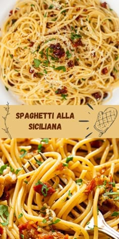 spaghetti alla with sauce and parmesan cheese