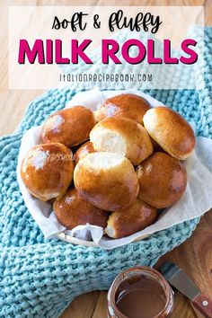 homemade soft and fluffy milk rolls in a bowl