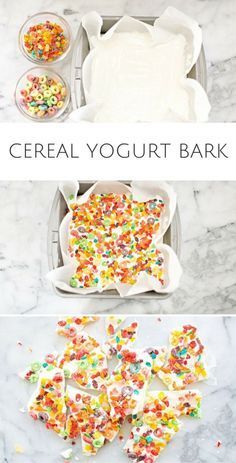 cereal yogurt bark is an easy snack for kids to make