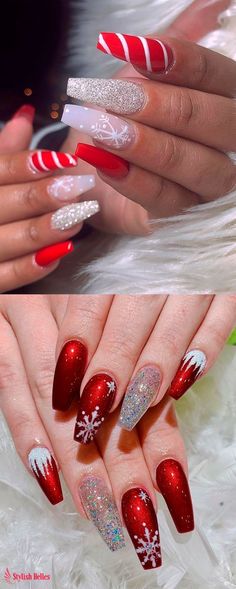 Pin by ΑΝΝΑ ΜΑΡΙΑ on ΝΥΧΙΑ ΜΑΝΙΚΙΟΥΡ Red christmas nails, Chistmas Xmas Nail, Red Christmas Nails, Winter Nails Acrylic, Holiday Nail, Christmas Nail Art Designs, Nails Christmas