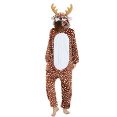 a person in a reindeer costume standing up