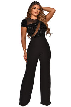 Fabric: 100% Nylon. soft. lightweight. breathable. and comfortable to wear.Feature: Short sleeves. sheer mesh patchwork. sequins. glitter. floor-length. long pants. one-piece jumpsuits. Evening Stretch Sequin Jumpsuits And Rompers, Evening Sequined Stretch Jumpsuits And Rompers, Sequin Stretch Jumpsuits And Rompers For Party Season, Jumpsuit Short Sleeve, Sheer Jumpsuit, High Waist Jumpsuit, Pants Romper, Jumpsuit Short, Pleated Jumpsuit