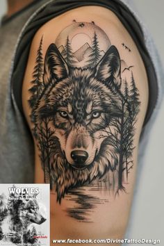 a man with a wolf tattoo on his arm