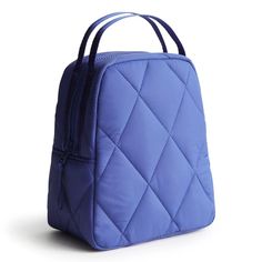 DESCRIPTION Make lunch time no-crunch-time with our colorful, quilted zip lunch bag with enough structure to keep snackables and packables from getting squished during your commute. A clear ID window on the exterior lets everyone know exactly who that stylish lunch bunch bag belongs to. Our quilted cotton is colorful, lightweight and packable Exterior features an ID window Interior features a slip pocket Zip closure. Dimensions: 7.5" w x 9.0" h x 4.25" d with 2.0" handle drop Blue School Lunch Bag, Blue Lunch Bag, Portable Blue Lunch Bag For School, Vera Bradley Lunch Bag, Cheap Blue Lunch Bag, Portable Blue Lunch Bag, Vera Bradley Lunch Bags, Window Interior, Cooler Lunch Bag