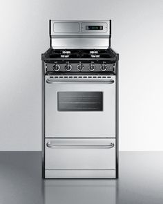 an oven with two burners is shown against a white wall and silver flooring