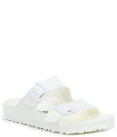 Birkenstock Women's Arizona EVA Waterproof Essentials Pool Slide Sandals | Dillard's Open Toe Slides For Outdoor, Solid Color Open Toe Slides For Outdoor, White Synthetic Sandals For Outdoor Activities, Waterproof Slides For Beach, White Open Toe Slides With Adjustable Strap, Waterproof Open Toe Slides For Vacation, Waterproof Slides For Spring Outdoor Activities, Waterproof Slides For Outdoor Spring Activities, White Slides With Adjustable Strap