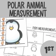 the polar animal measurement worksheet is shown with penguins and other animals on it