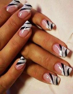 Elegant Touch Nails, Silver Nail Designs, White And Silver Nails, French Manicures, French Tip Acrylic Nails