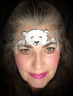 Winter Face Painting Ideas For Kids, Polar Bear Face Paint, Winter Face Paint, Face Paint Christmas, Bear Face Painting, Bear Face Paint, Face Paint Party, Princess Face Painting, Polar Bear Face