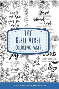 the bible verse coloring page with flowers and butterflies