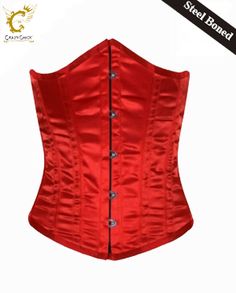 Crazy Chick Plain Satin Red Steel Boned Under Burst Corset (Steel Boned) Red Corset, Color Spray, Valentines Day Party, Vest Top