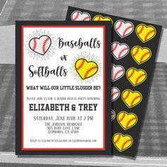 a baseball themed birthday party with heart shaped stickers on the front and back of it