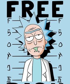 an image of a cartoon character with the words free rick on it's face