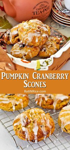 pumpkin cranberry scones on a cooling rack