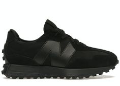 New Balance 327 Triple Black All Black New Balance, Brand Nubian, Cute Running Shoes, Black Tennis Shoes, Sneak Attack, All Black Shoes, Black Shoes Men, New Balance 327, New Balance Black