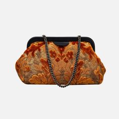 Burnout Velvet Orange Evening Bag Clutch Carpetbag of America Modern Texture, Carpet Fabric, Vintage Evening Bags, Large Travel Bag, Work Tote Bag, Burnout Velvet, Carpet Bag, Mens Travel Bag, Frame Bag