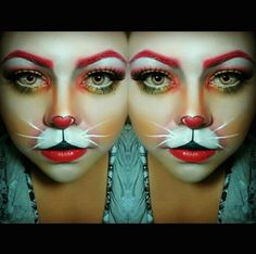 White Rabbit Halloween makeup IG: lucy_munguia Rabbit Halloween Makeup, Rabbit Makeup, Alice In Wonderland Makeup, Bunny Makeup, Rabbit Halloween, White Rabbit Alice In Wonderland