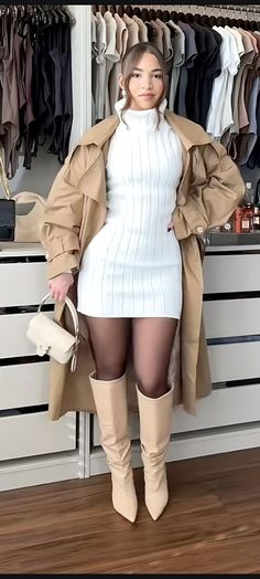 37 Birthday Outfit Ideas For Women, Bodycon Dress Fall Outfits, Baddie Christmas Party Outfits, Winter Fashion Ideas For Women, Winter Outfits Cold Dress, Winter Thanksgiving Outfits, Feminine Clothing Classy, Classy Outfits With Boots, Fall Winter Dress Outfits