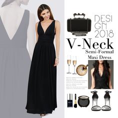 Sleeveless V-Neck Semi-Formal Maxi Dress #evneingdress #eveningdresses #occasion #balckdress #vneckdress #EverPretty #longdress Elegant V-neck Bridesmaid Dress For Prom, Chic V-neck Prom Gown, Elegant V-neck Bridesmaid Dress With Sweep Train, Chic V-neck Wedding Evening Dress, Elegant Sleeveless Chiffon Dress With Sweep Train, Elegant Chiffon Dress With Sweep Train For Formal Occasions, Chic V-neck Bridesmaid Evening Dress, Elegant Chiffon Dress For Prom Season, Elegant Floor-length Chiffon Dress For Wedding Guest