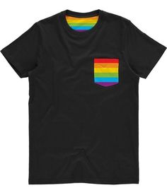 Our pocket tee designs are the perfect choice for subtly showing your pride. Featuring a rainbow gay pride flag pocket and inside neck.  #gay #lgbtq #pride #rainbow #prideflag Pocket Tee Designs, Queer Pride Flag, Queer Rainbow, Queer Gifts, Queer Shirt, Pocket T Shirt, Gay Pride Shirts, Lgbt T Shirts, Gay Outfit