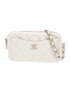 Chanel Shoulder Bag. From the 2006-2008 Collection by Karl Lagerfeld. Vintage. White Leather. Interlocking CC Logo & Quilted Pattern. Silver-Tone Hardware. Chain-Link Shoulder Strap. Single Exterior Pocket. Leather Lining & Single Interior Pocket. Zip Closure at Top. Includes Dust Bag. Unfortunately, due to restrictions, this item may not be eligible for shipping in all areas. Chanel Handbag White, Chanel Shoulder Bag, Quilted Pattern, Diamond Shop, Saint Laurent Bag, Cc Logo, Bag Handle, Chanel Shoes, Christian Louboutin Shoes