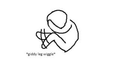 a drawing of a person sitting down with the words'nobody leg wigge '