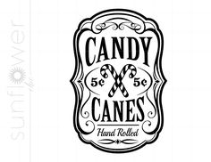 a black and white logo for candy canes