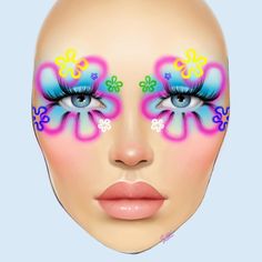 Creative Spring Makeup, Cute Creative Makeup Looks, Sponge Bob Makeup, Spongebob Eye Makeup, Spongebob Makeup Look, Makeup Art Creative, Crazy Makeup Ideas, Makeup Ideas Colorful, Spongebob Makeup