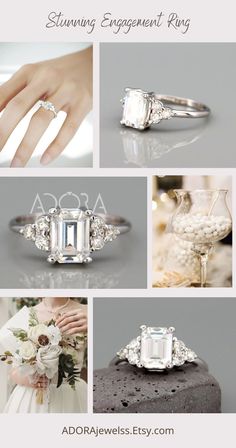 an image of wedding rings and engagement rings with text overlaying the top photo