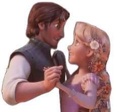 the frozen princess and prince are looking at each other's face together, with one holding his arm around the other