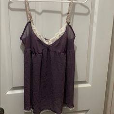 Never Worn, Just Wrinkled From Being In Drawer, Lace Design, Adjustable Straps, Adjustable Black Clips, Size Medium Purple Sleeveless Sleepwear For Sleepover, Purple Sleeveless Camisole For Loungewear, Purple Cami Sleepwear For Summer, Sleeveless Purple Dress For Sleepover, Sleeveless Purple Dress For Loungewear, Purple Camisole Sleepwear For Loungewear, Purple Camisole For Sleepover, Purple Camisole For Daywear, Purple Sleeveless Dress For Loungewear