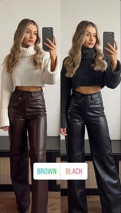 Trendy Leather Pants Outfit, Turtleneck With Trousers, Preppy Leather Pants Outfit, Leather Pants Outfit Autumn, New Years Eve Outfits Parties Night Out Cold, Milipilis Outfit Invierno, Leather Pants Outfit Black Women, Leather Pants Outfit Winter, Warm Winter Outfit