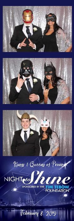 two people in costumes posing for a photo booth