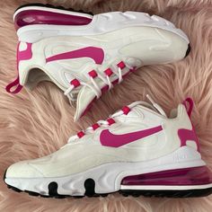 *Brand New* 100% Authentic Nike Product Wmns Air Max 270 React 'Fire Pink' Sz 5 *Missing Lid* Ship Within 1-3 Business Days! Final Sale. Jordan Lows, Reebok Freestyle, White Slip On Sneakers, Grey Jordans, Nike Air Max 270 React, Yellow Sneakers, Air Max 270 React, Skechers Relaxed Fit, 270 React