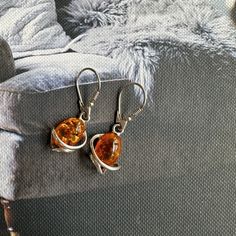 Genuine 925 Sterling Silver Amber Earrings. Excellent Condition, Never Worn. Offers Welcome! Amber Sterling Silver Earrings, Classic Amber Sterling Silver Earrings, Amber Sterling Silver Hypoallergenic Earrings, Hypoallergenic Sterling Silver Amber Earrings, Hypoallergenic Amber Sterling Silver Earrings, Shifting Closet, Amber Earrings, Earrings Color, Color Orange